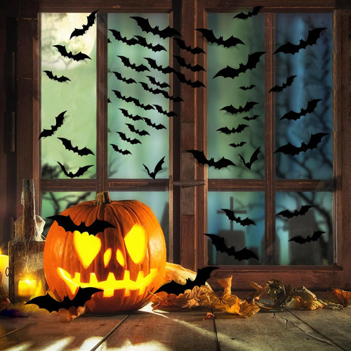 1 Hallween Decorations Bats Wall Decor 140PCS